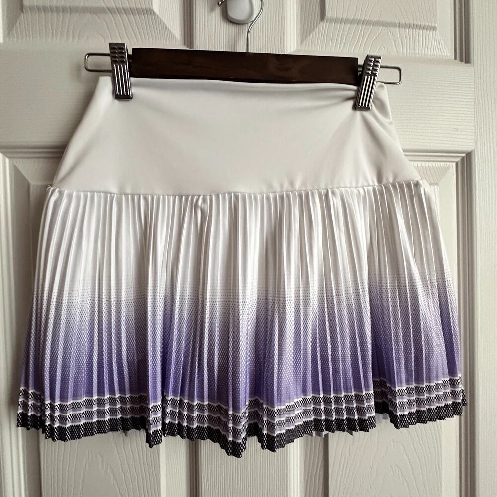 K-SWISS RENEW WHITE PURPLE OMBRE PLEATED ATHLETIC TENNIS SKIRT WOMEN SM POCKETS